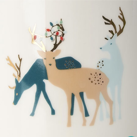 Reindeer and Christmas Lights Gold Trim Holiday Oversized Mug by Morris National - Picture 2 of 6